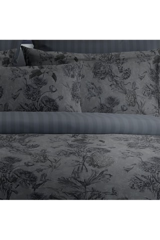 Parure de couette en satin de coton 79 fils/cm² Jardin botanique - Noir