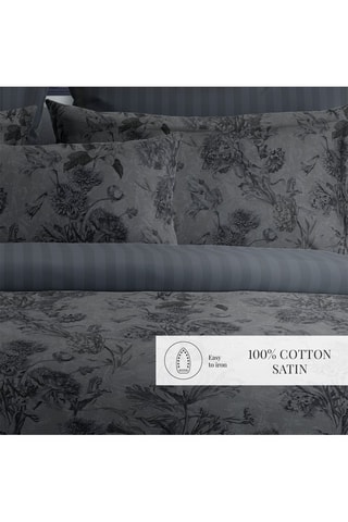 Parure de couette en satin de coton 79 fils/cm² Jardin botanique - Noir