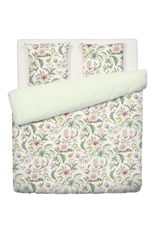 Parure de couette en satin de coton 80 fils/cm² Fleurs de la forêt - Vert