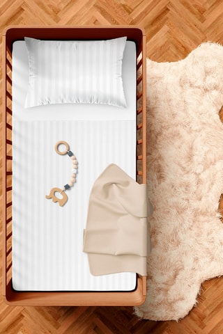 Parure de couette en satin de coton Dobby Stripe - Blanc