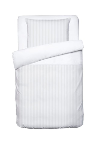 Parure de couette en satin de coton Dobby Stripe - Blanc