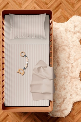 Parure de couette en satin de coton Dobby Stripe - Beige