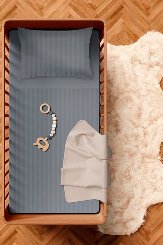 Parure de couette en satin de coton Dobby Stripe - Gris