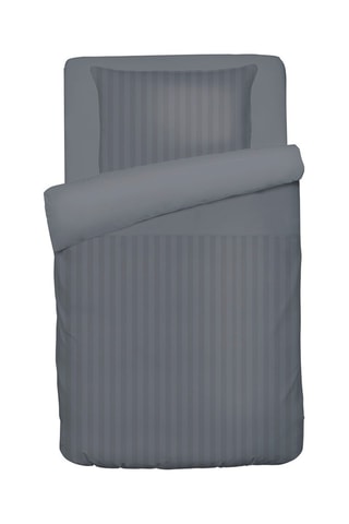 Parure de couette en satin de coton Dobby Stripe - Gris