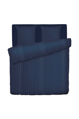 Parure de couette en satin de coton 80 fils/cm² Rayures élégantes - Bleu foncé