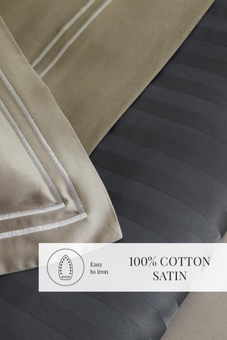 Parure de couette en satin de coton 80 fils/cm² Paris - Taupe / Blanc