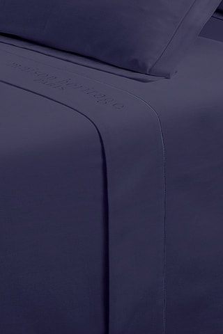 Drap plat en satin de coton 80 fils/cm² Uni - Bleu marine