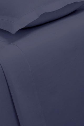 Drap plat en satin de coton 80 fils/cm² Uni - Bleu marine