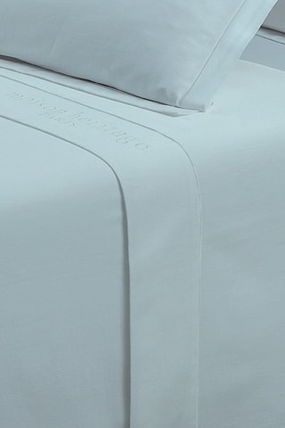 Drap plat en satin de coton 80 fils/cm² Uni - Ciel