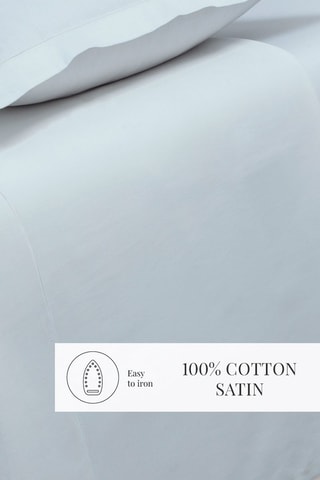 Drap plat en satin de coton 80 fils/cm² Uni - Ciel