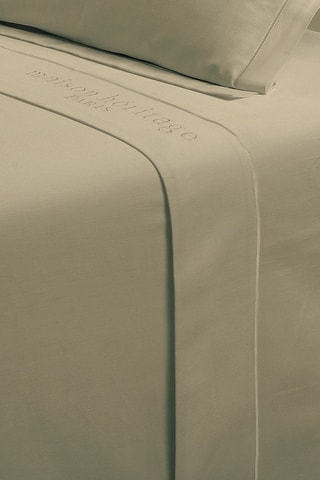 Drap plat en satin de coton 80 fils/cm² Uni - Kaki clair