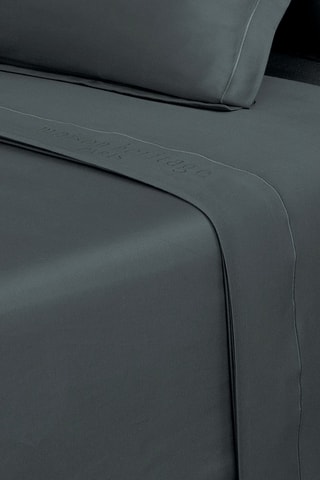 Drap plat en satin de coton 80 fils/cm² Uni - Gris foncé