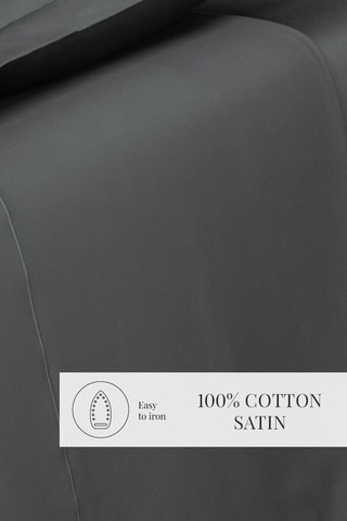 Drap plat en satin de coton 80 fils/cm² Uni - Gris foncé