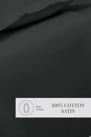Drap plat en satin de coton 80 fils/cm² Uni - Anthracite