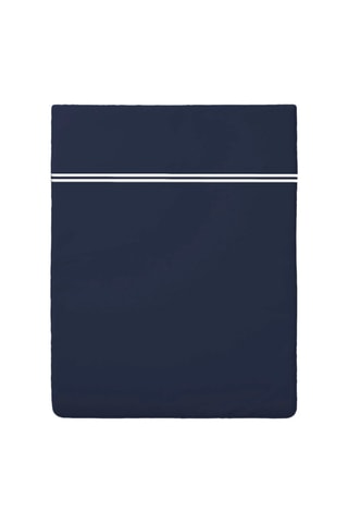 Drap plat en satin de coton 80 fils/cm² Paris - Bleu foncé et blanc