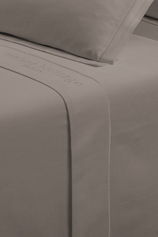 Drap plat en satin de coton 80 fils/cm²  - Taupe