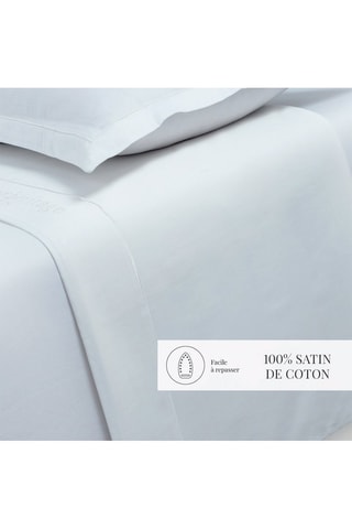 Drap plat en satin de coton 80 fils/cm²  - Blanc