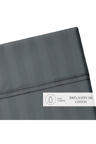 Drap plat en satin de coton 80 fils/cm²  Dobby - Gris foncé