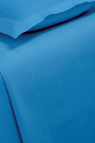 Drap plat en satin de coton 80 fils/cm²  - Bleu