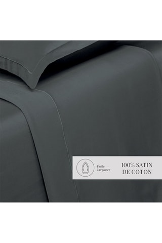 Drap plat en satin de coton 80 fils/cm²  - Gris