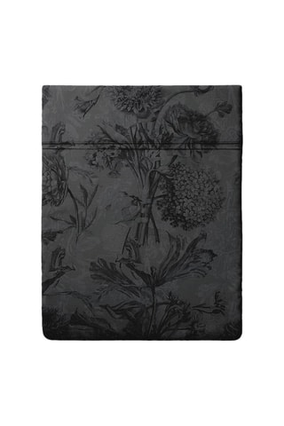 Drap plat en satin de coton 80 fils/cm² Jardin Botanique - Anthracite