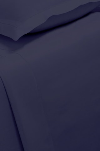 Drap plat en satin de coton 80 fils/cm² Uni - Bleu foncé