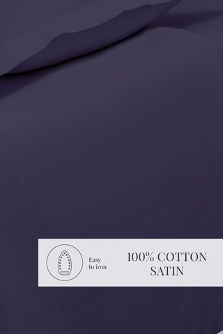 Drap plat en satin de coton 80 fils/cm² Uni - Bleu foncé