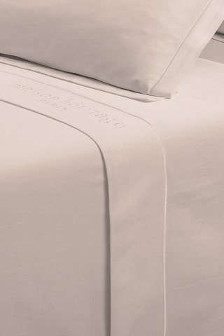 Drap plat en satin de coton 80 fils/cm² Uni - Beige