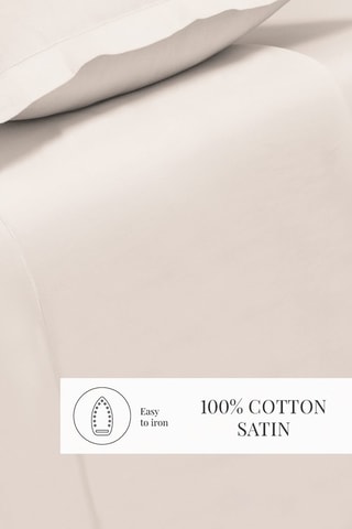 Drap plat en satin de coton 80 fils/cm² Uni - Beige