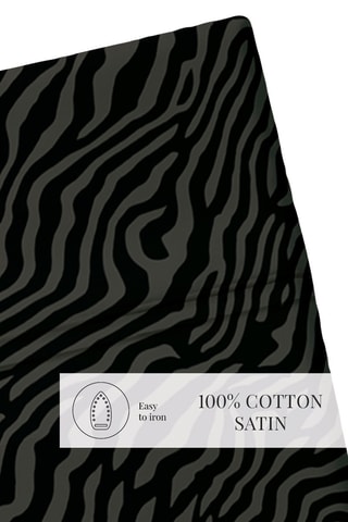 Drap plat en satin de coton 80 fils/cm² Cebra - Noir et beige