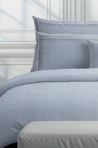 Drap plat en percale de coton 80 fils/cm² Dauphine - Ciel et blanc