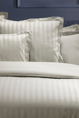 Drap plat en satin de coton 80 fils/cm² Dobby stripe - Taupe