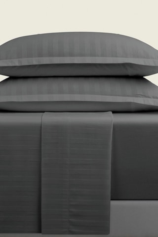 Parure de draps en satin de coton 80 fils/cm² Dobby - Gris foncé