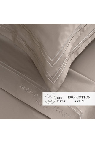 Parure de draps en satin de coton 80 fils/cm² Paris - Taupe