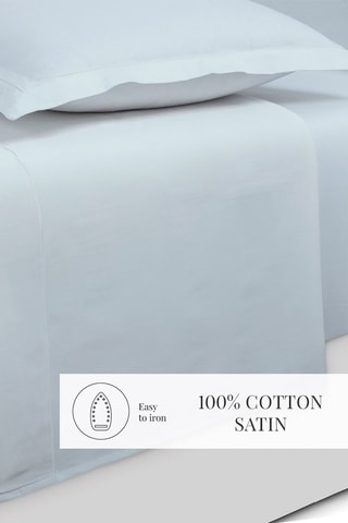 Parure de draps en satin de coton 80 fils/cm² Uni - Ciel