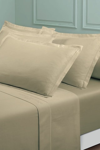 Parure de draps en satin de coton 80 fils/cm² Uni - Kaki clair