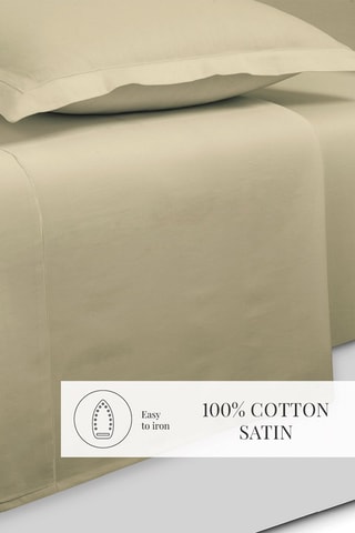 Parure de draps en satin de coton 80 fils/cm² Uni - Kaki clair