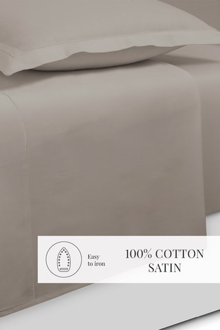 Parure de draps en satin de coton 80 fils/cm² Uni - Taupe