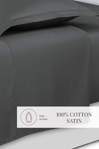 Parure de draps en satin de coton 80 fils/cm² Uni - Anthracite