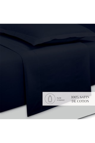 Parure de draps en satin de coton 80 fils/cm²  - Noir