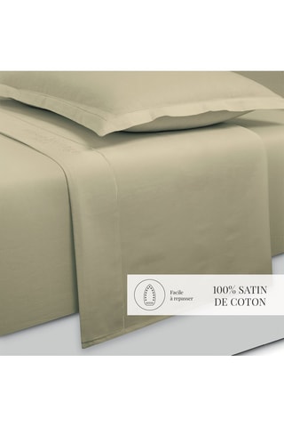 Parure de draps en satin de coton 80 fils/cm²  - Vert