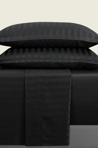 Parure de draps en satin de coton 80 fils/cm² Dobby - Noir