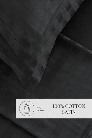 Parure de draps en satin de coton 80 fils/cm² Dobby - Noir