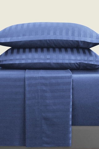 Parure de draps en satin de coton 80 fils/cm² Dobby - Bleu