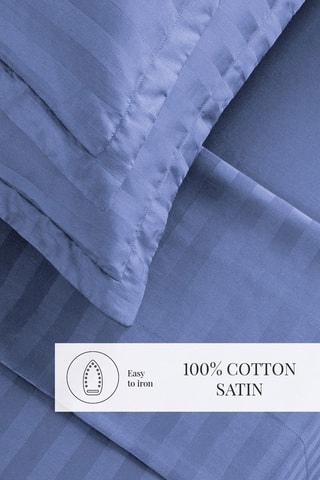 Parure de draps en satin de coton 80 fils/cm² Dobby - Bleu