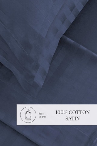Parure de draps en satin de coton Dobby - 80 fils/cm² - Bleu foncé