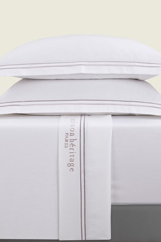 Parure de draps en satin de coton 80 fils/cm² Paris - Blanc et gris