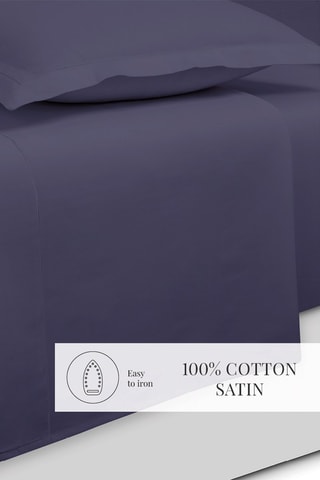 Parure de draps en satin de coton - 80 fils/cm² Uni - Bleu marine