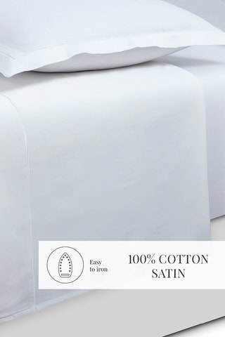 Parure de draps en satin de coton 80 fils/cm² Uni - Blanc