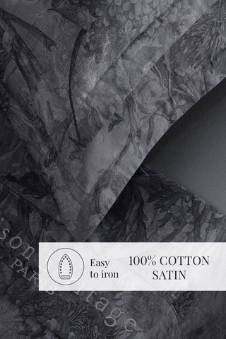 Parure de draps en satin de coton 80 fils/cm² Jardin botanique - Gris foncé